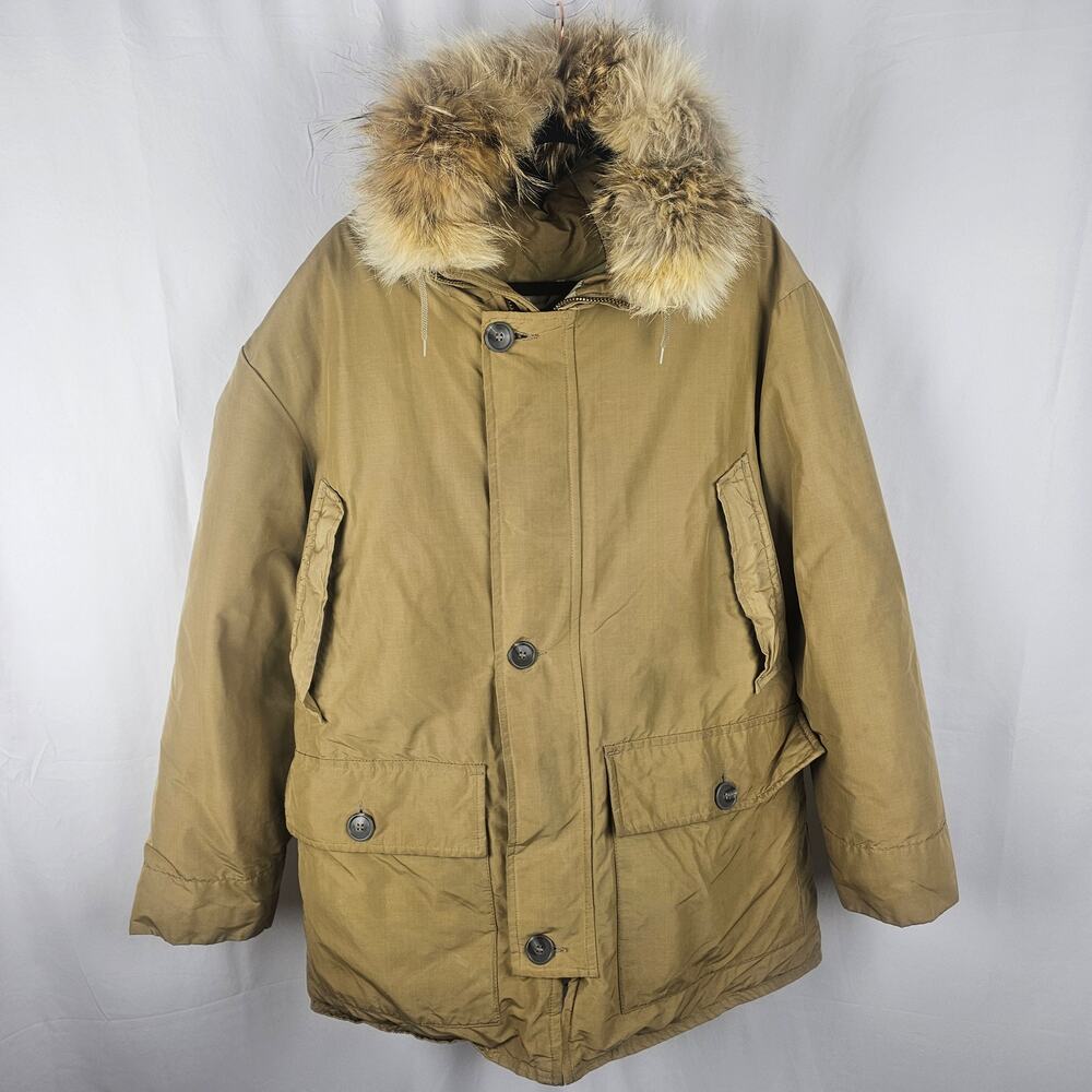 EDDIE BAUER VTG 90s Goose Down Expedition Parka Coyote Fur Hood Mens XL Heritage